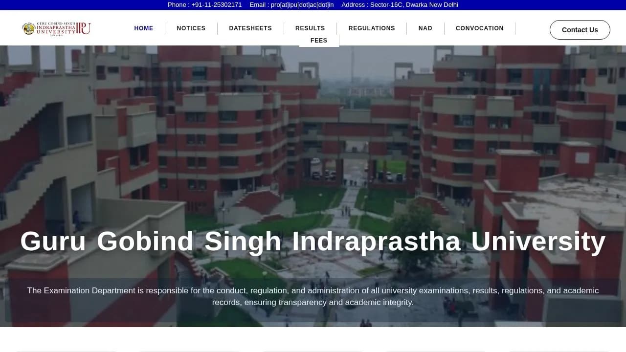 GGSIPU — Exam Department Portal